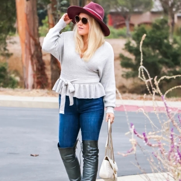 Sale! New Chic Wrap Open Back V Neck Peplum Warm Fall Winter Sweater - Picture 8 of 11